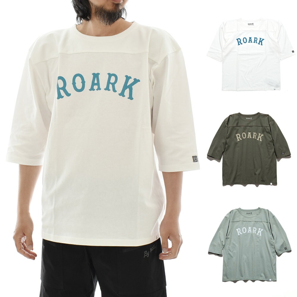 【5%OFFセール】ロアーク リバイバル ROARK REVIVAL Tシャツ メディーバルロゴ 7分袖Tシャツ MEDIEVAL LOGO 3/4 SLEEVE TEE RFTJ1000 メンズ レディース ティーシャツ 抗菌 防臭