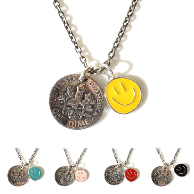 【5%OFFセール】ノースワークス NORTH WORKS ネックレス スマイル ピース Smile Peace Chain 50cm N-645【メンズ レディース 男女兼用】【コインネックレス ビンテージコイン スマイルマーク シルバー925 SILVER925 チェーン付き 50cm 5色展開】