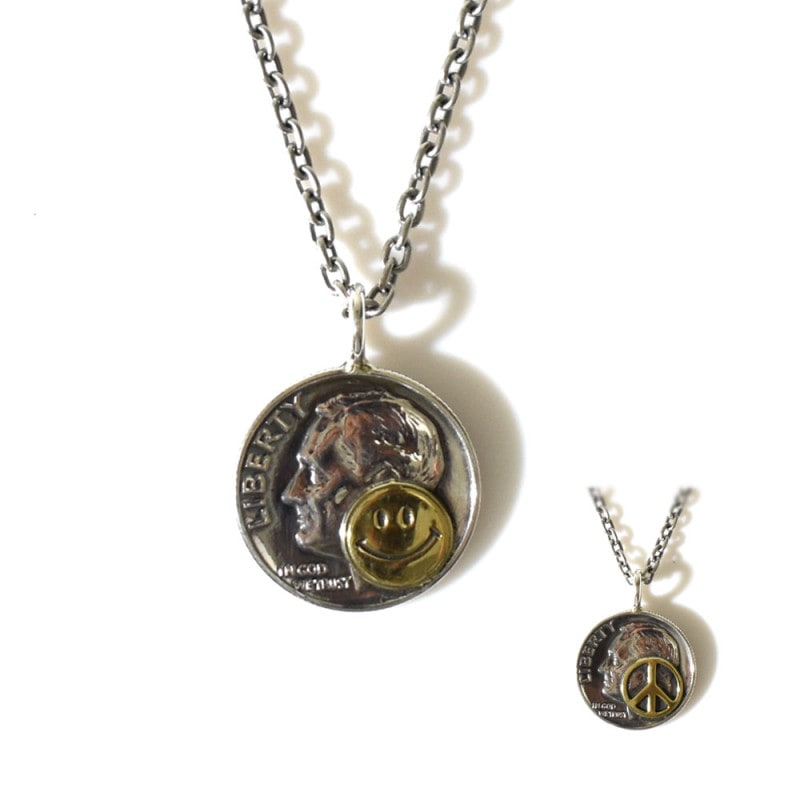 【5%OFFセール】ノースワークス NORTH WORKS ネックレス コインスマイル コインピース Smile Peace Chain 50cm N-301 N-302【メンズ レディース 男女兼用】【コインネックレス ビンテージコイン ニコちゃん ピースマーク シルバー925 SILVER925 チェーン付き 50cm プレゼント 贈り物】