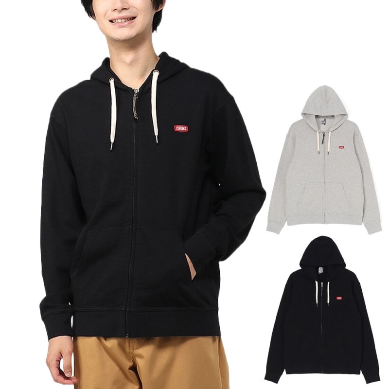 【5%OFFセール】チャムス CHUMS キーストーンフルジップパーカー Keystone Full Zip Parka CH00-1471【メンズ レディース 男女兼用 大きいサイズ M L XL XXL】【フーディ― ファスナー付き 刺繍 ロゴ入り ワンポイント 綿100% 普段使い ルームウェア 家着 グレー ブラック】