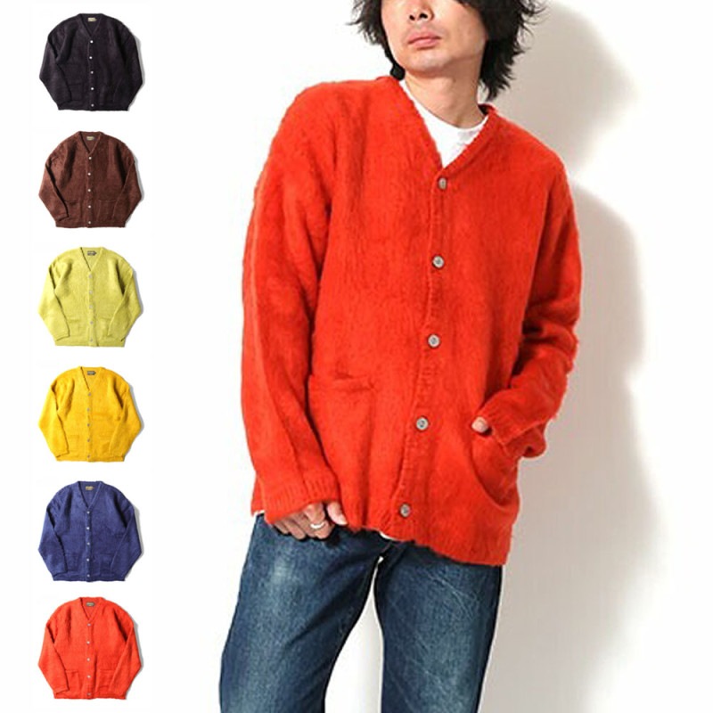 【5%OFFセール】ユニバード72 UNIVERD72 モヘアタッチ起毛カーディガン 22245【メンズ レデイース 男女兼用 M L XL 】【Vネックカーディガン 羽織り 防寒 モフモフ モヘア調 アメカジ シンプル ポケット ボタン留め 貝調ボタン 大きいサイズ】