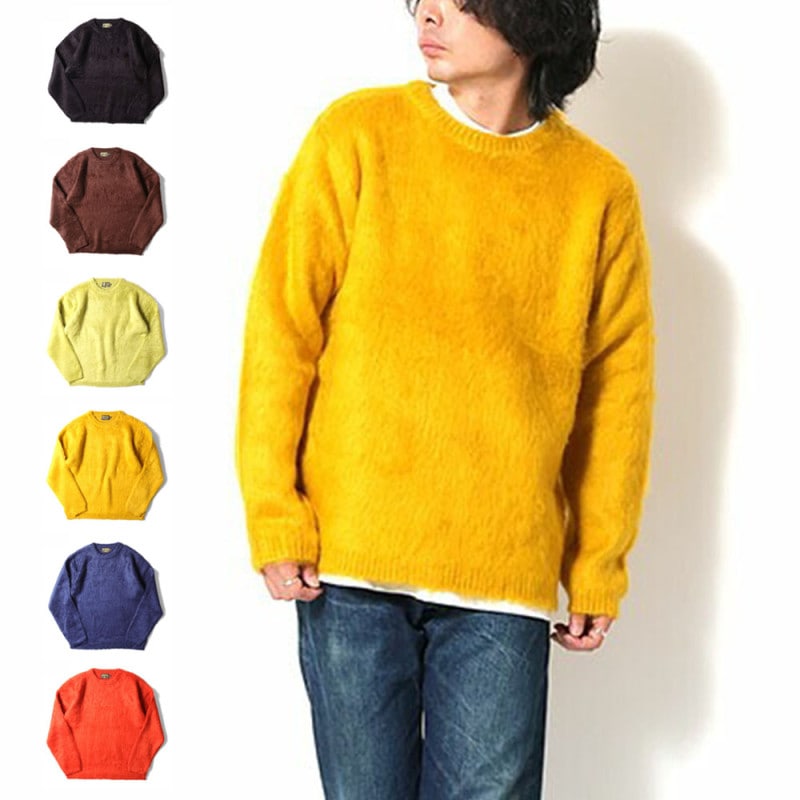 【5%OFFセール】ユニバード72 UNIVERD72 モヘアタッチ起毛セーター 22250【メンズ レデイース 男女兼用 M L XL 】【クルーネックセーター アクリルニット 羽織り 防寒 モフモフ モヘア調 アメカジ シンプル ブラック 黒 大きいサイズ】