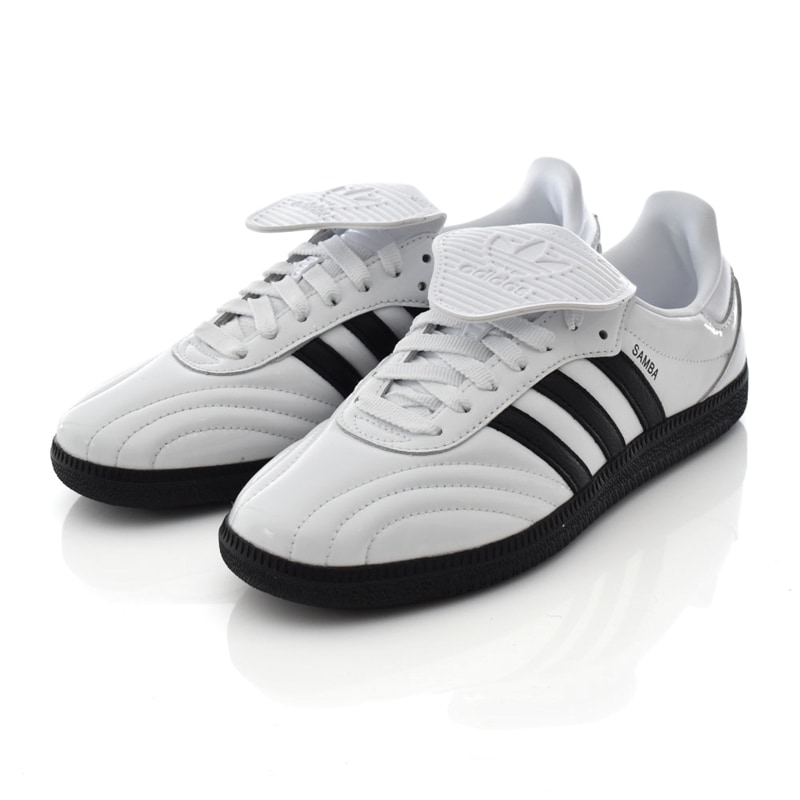 【5%OFFセール】アディダス オリジナルス adidas originals レディース スニーカー サンバ エルティ― ロングタン ダブリュー SAMBA LT W JI2706【ウィメンズ 女性 23.5 24.0 24.5】【靴 パテントレザー エナメルレザー 光沢 長ベロ サッカー フットボール 白 黒 黒ソール】