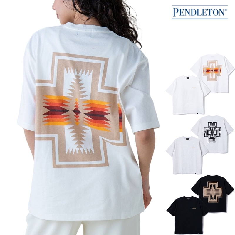 【5%OFFセール】ペンドルトン PENDLETON 半袖Tシャツ バックプリント Tシャツ 5275-0007 5275-0105【メンズ レディース 男女兼用 ユニセックス XS M L XL 】【オーバーサイズ ワイドシルエット 厚手 オープンエンド糸使用 吸汗速乾性 ヘヴィーウエイト ネイティブ柄】