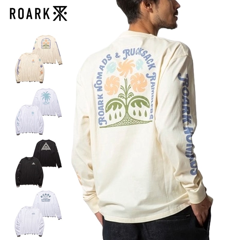 【5%OFFセール】ロアーク リバイバル ROARK REVIVAL 長袖 Tシャツ L/S TEE RLTJ1100 RLTJ1101 RLTJ1102 RLTJ1103【メンズ 男性 L】【ロンT 長T カットソー 抗菌防臭機能 コットン100% リラックスフィット バックプリント 袖プリント 左胸プリント 胸ポケット 白 黒 ブラック】