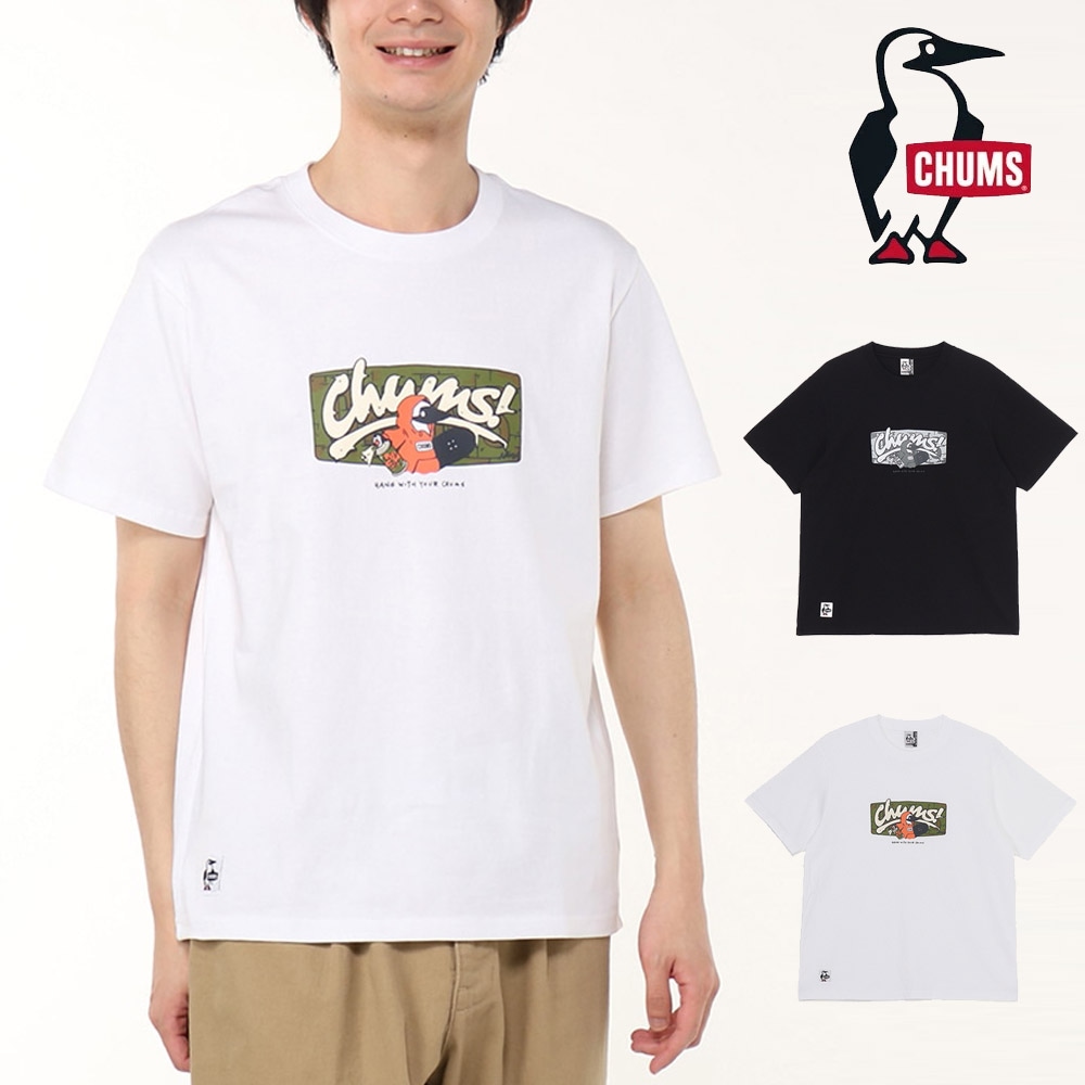 チャムス CHUMS Tシャツ アンチバグチャムスグラフィティTシャツ Anti-Bug CHUMS Graffiti T-Shirt CH01-2507【メンズ レディース 半袖tシャツ ティーシャツ 厚手 半袖 はんそで tシャツおしゃれ カットソー ショートスリーブ トップス アウトドア】