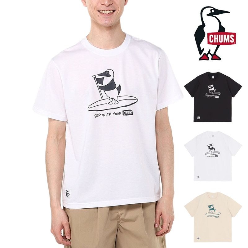 【5%OFFセール】チャムス CHUMS Tシャツ ブービーサップドライTシャツ Booby Sup Dry T-Shirt CH01-2540【メンズ M L XL XXL 大きいサイズ】【ポリエステル100%  釣り ドライ 吸汗速乾 UVカット 遮熱 アウトドア フィッシング ブービーバード SUP ブラック 黒】