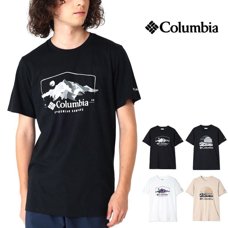 【5%OFFセール】コロンビア Columbia Tシャツ パスレイク グラフィック 半袖Tシャツ Path Lake Graphic Tee 2 AE2959【メンズ レディース 男女兼用】【ティーシャツ グラフィック オーガニックコットン 山柄 吸汗 通気性 アウトドア カジュアル 通勤 通学 夏フェス キャンプ 白 黒】
