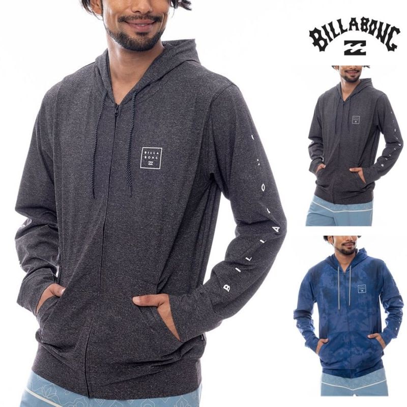 【5%OFFセール】ビラボン BILLABONG ラッシュガード フード付き パーカー ジップラッシュガード SURF FLEX ZIP BF011860【メンズ UVプロテクション UVカット UPF50+ 紫外線対策 日焼け防止 ラッシュTシャツ ファスナー付き サーフィン 海水浴 プール アウトドア 黒 インディゴ】