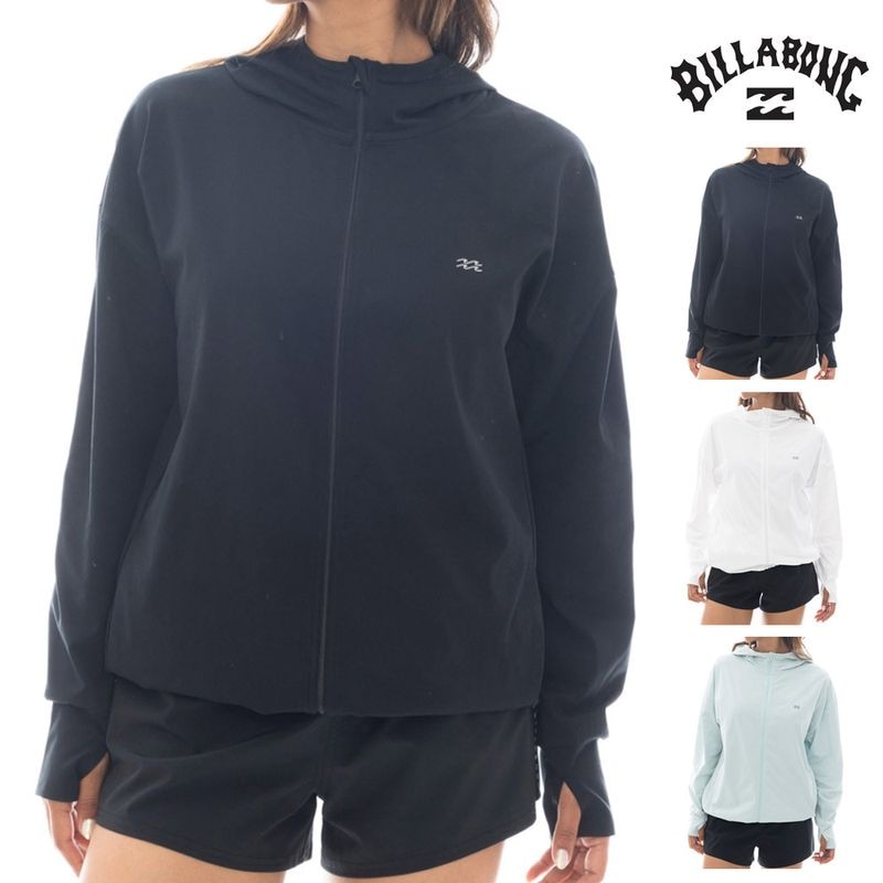 【5%OFFセール】ビラボン BILLABONG レディース ラッシュガード フード付き ジップラッシュガード MORFY ZIP UP HOODED RASHGUARD BF013854【ウィメンズ UVプロテクション UVカット UPF50+ 紫外線対策 日焼け防止 パーカー ファスナー付き サーフィン 海水浴 プール 黒 白 ミント】