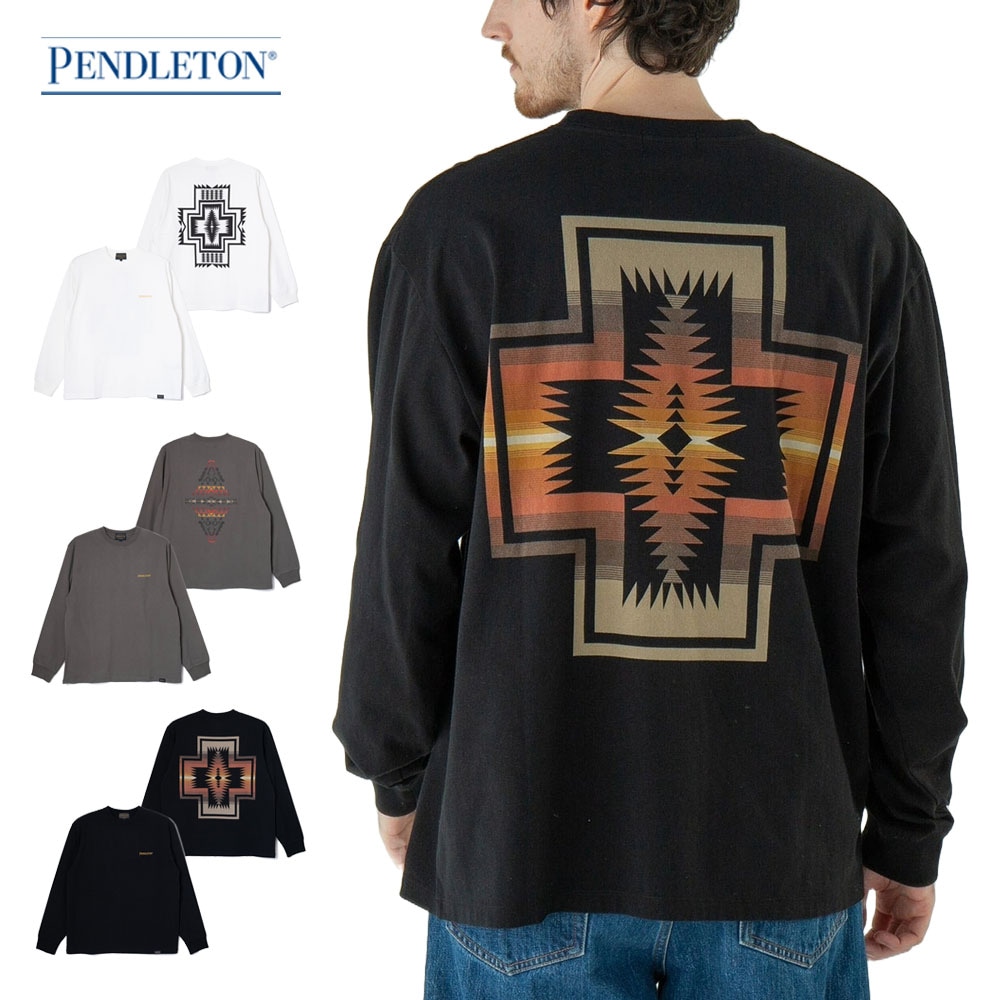 【5%OFFセール】ペンドルトン PENDLETON バックプリント 長袖Tシャツ ロングスリーブTシャツ PENDLETON BACK PRINT LS TEE 5475-1115 5475-1015【メンズ レディース 男女兼用 ユニセックス S M L プリントT ネイティブ柄 カジュアル ストリート アウトドア 】