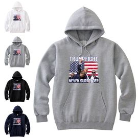 ドナルド・トランプ パーカー TRUMP FIGHT NEVER SURRENDER ドナルド トランプ 大統領選挙 暗殺未遂 銃撃 大統領候補 トランプ米国大統領 選挙運動 ジョー バイデン バイデ