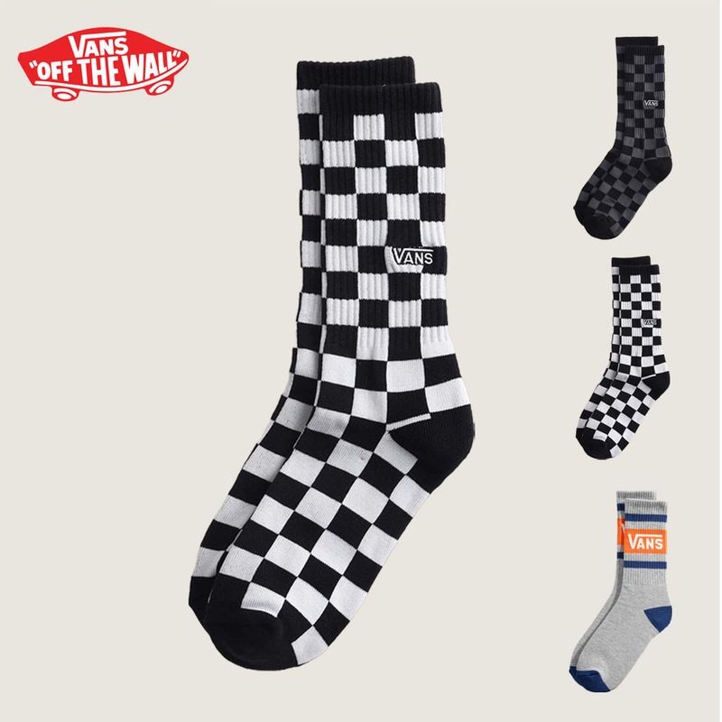 ヴァンズ VANS バンズ ソックス 靴下 チェッカーボード ドロップ V クルーソックス Checkerboard Crew Vans Drop V Crew VN000QBDY28 VN000QBDBA5 VN000QBEFOB【メンズ レディース ジュニア キッズ ロゴ靴下 チェック柄 スケートソックス 見せる靴下】