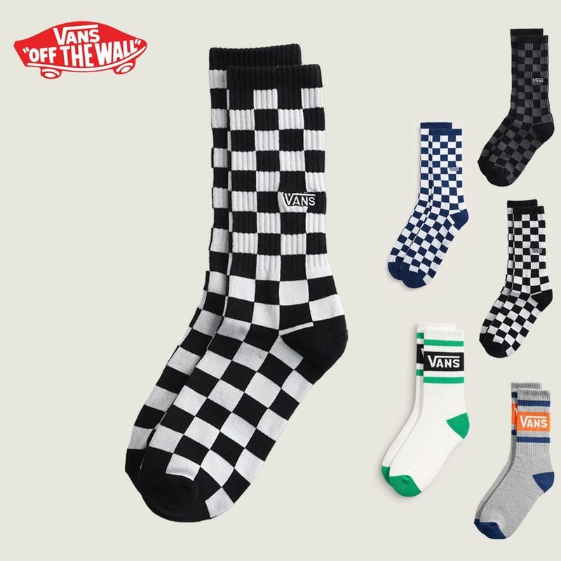 ヴァンズ VANS バンズ ソックス 靴下 チェッカーボード ドロップ V クルーソックス Checkerboard Crew Vans Drop V Crew VN000QBDY28 VN000QBDBA5 VN000QBDFOB VN000QBEFOB VN000QBEFLX【メンズ レディース ロゴ靴下 チェック柄 スケートソックス 見せる靴下】