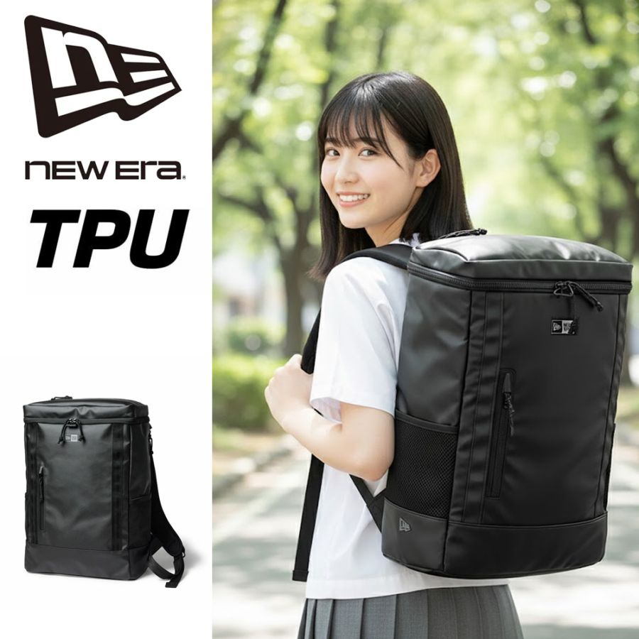 ニューエラ new era NEWERA リュック バッグ ボックスパック ミディアム TPU 25L BOX PACK MEDIUM TPU 25L 14750935【メンズ レディ−ス 男女兼用 A4 撥水 耐候 スクエア バックパック 通勤 通学 スポーツ 黒 ブラック 新入学 新学期 新社会人 部活 高校 大学 入学祝い】