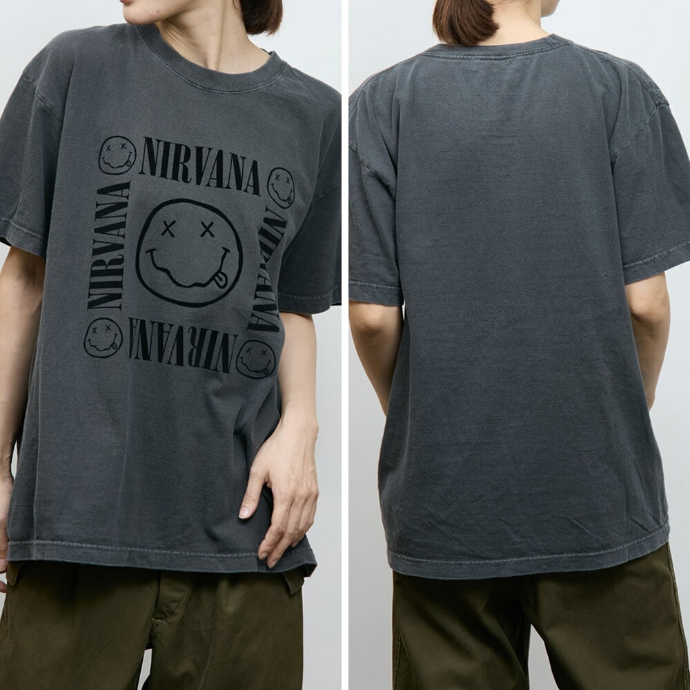 ニルヴァーナ Tシャツ XL ダークグレー ヴィンテージ加工 ロックTシャツ ニルヴァーナ 半袖Tシャツ NIRVANA T