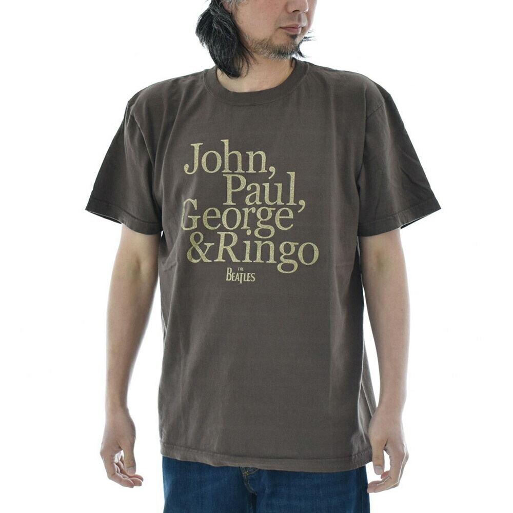 ヴィンテージ加工 ロックTシャツ ビートルズ グリッタープリント 半袖T