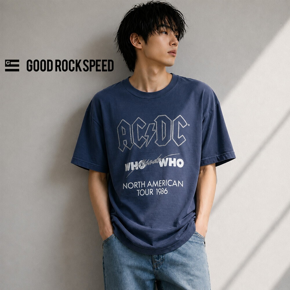 ヴィンテージ加工 ロックTシャツ エーシー・ディーシー グリッター