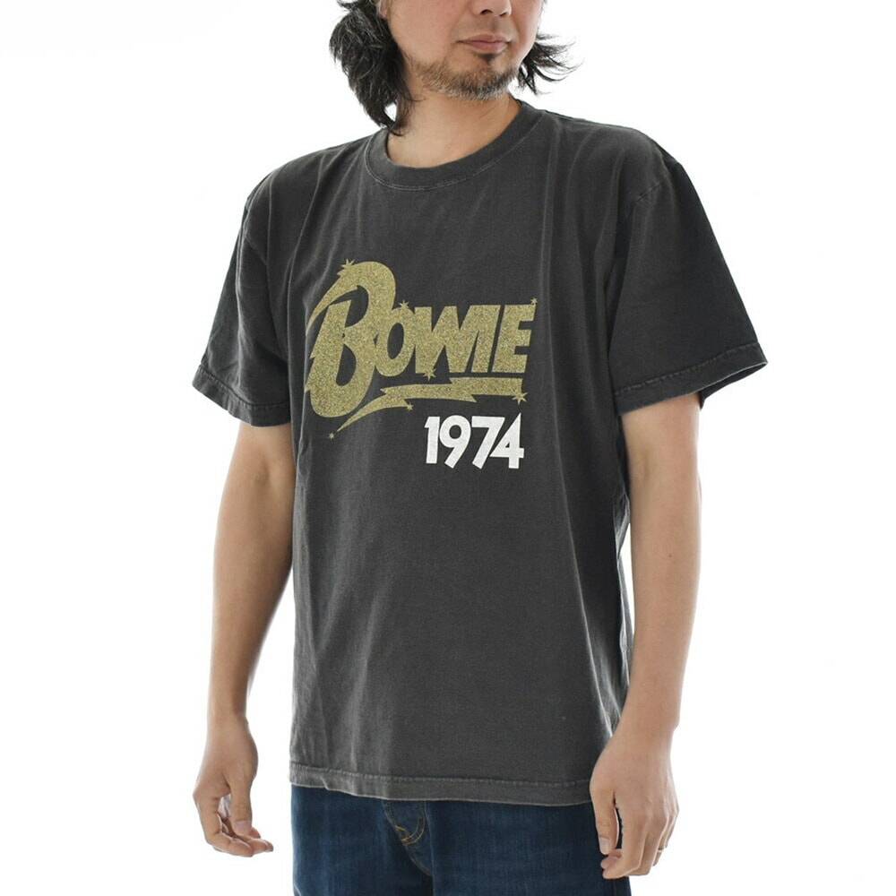 ヴィンテージ加工 ロックTシャツ デヴィッド・ボウイ グリッター