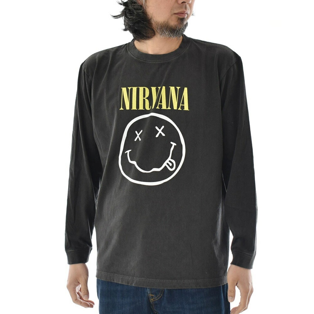 ヴィンテージ加工 ロックTシャツ ニルヴァーナ スマイル アート 長袖T