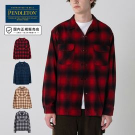 �ڥ�ɥ�ȥ� PENDLETON Ĺµ����� ���åȥ󥷥㥮�� �����ץ󥫥顼 �����å������ Open Collar Shirt 6475-5000�ڥ�� ��ǥ����� ���ߥ���� ����֥�����å� �ͥ륷��� �ͥ��ƥ��֥���ꥫ�� ���ᥫ�� �� ���åȥ�100%��