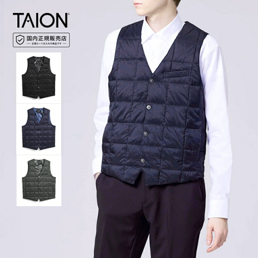 タイオン TAION ベーシック Vネックボタン ダウンジレ L タイオン TAION ダウン ベーシック Vネックボタン ダウンジレ TAION