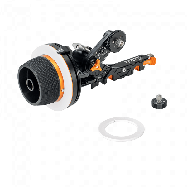 Revolvr Atom Cine Kit: 15mm Core Bridge, Revolvr Handwheel, Cine Swing arm, 2 Gear, 2 Marking Discs