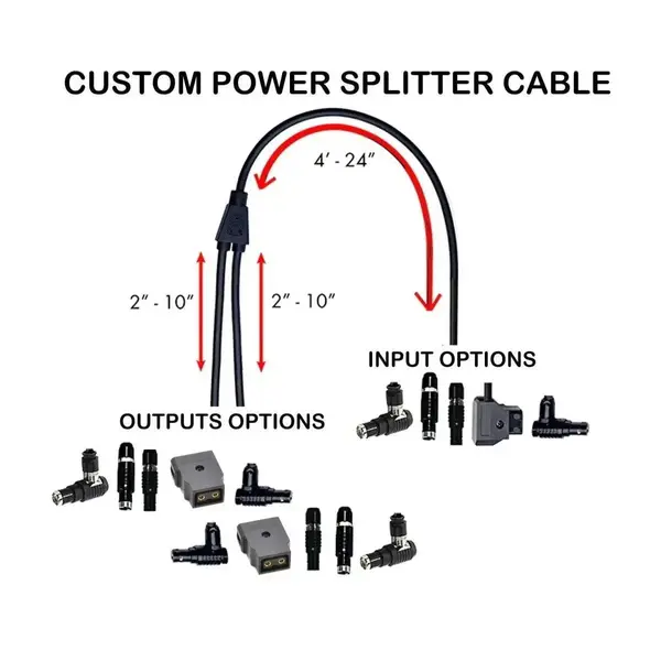 Custom Power Splitter Cable (Output Connector 1 : 2 Pin 0B Straight Male)