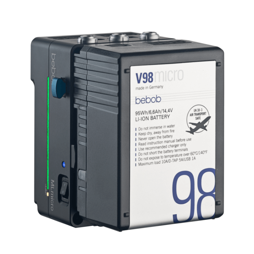 bebob V98MICRO Vマウントバッテリー micro V-Mount Li-Ion Hot Swap battery 14,4V / 3,0Ah // 43Wh
