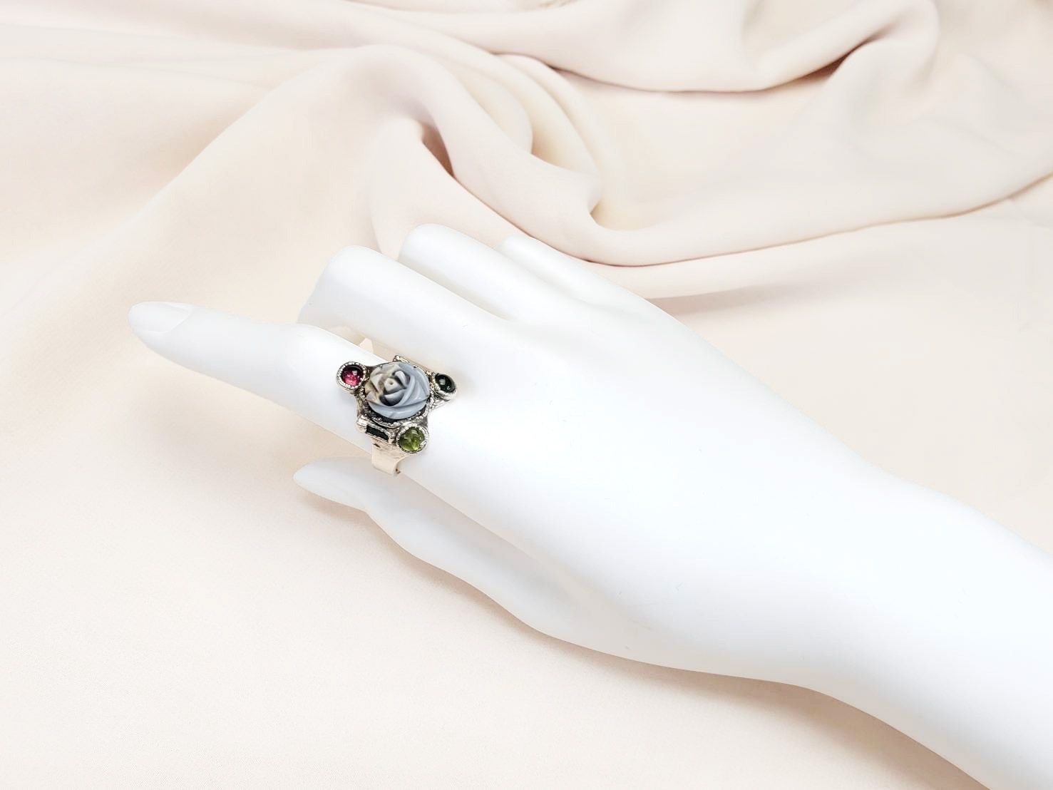 【愛を引き寄せる】ピンクトルマリン　ジャスパー　リング