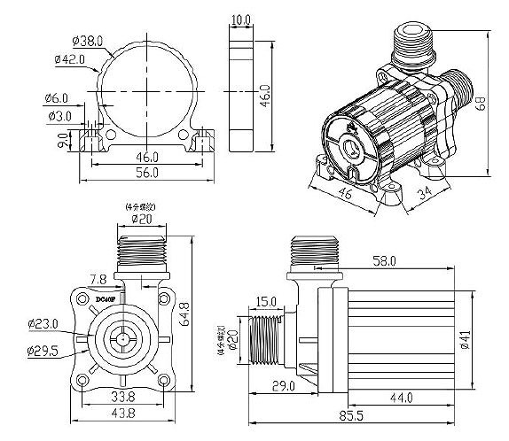 ソーラーポンプ 20Wパネル DC40-1240 水中ポンプセット