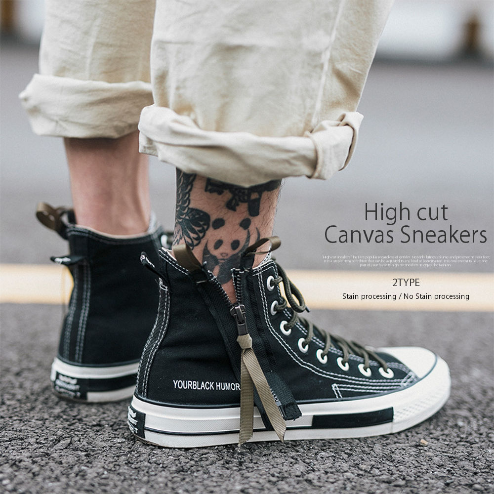 サイドジップ キャンバススニーカー 【メンズミリカジアイテム  