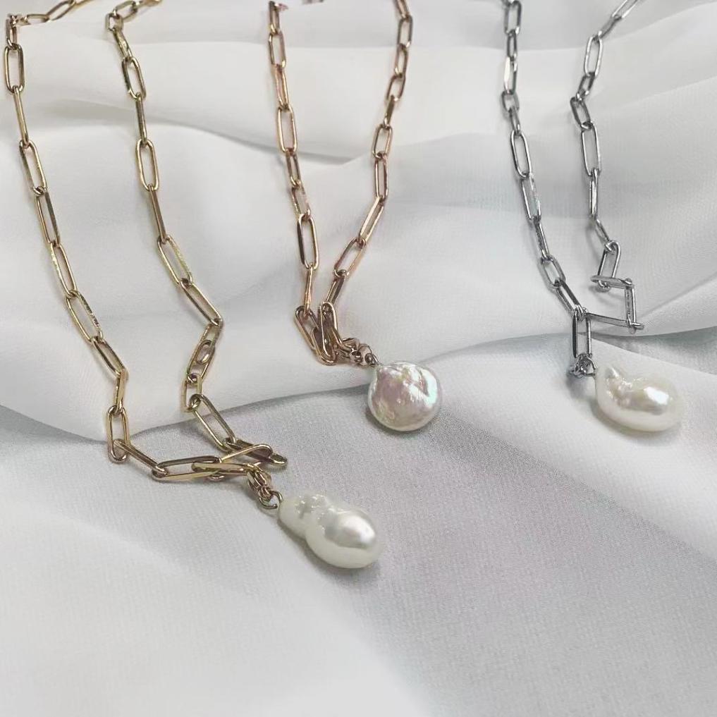 Pearl charm necklace