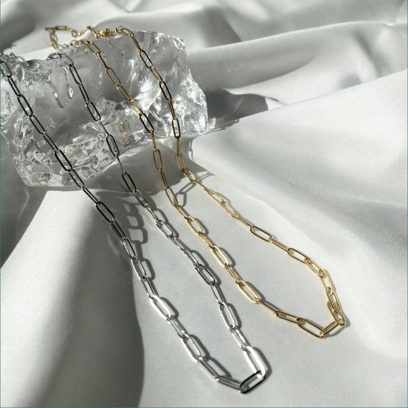 Long square chain necklace