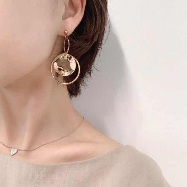 W hoop plate pierce / earring