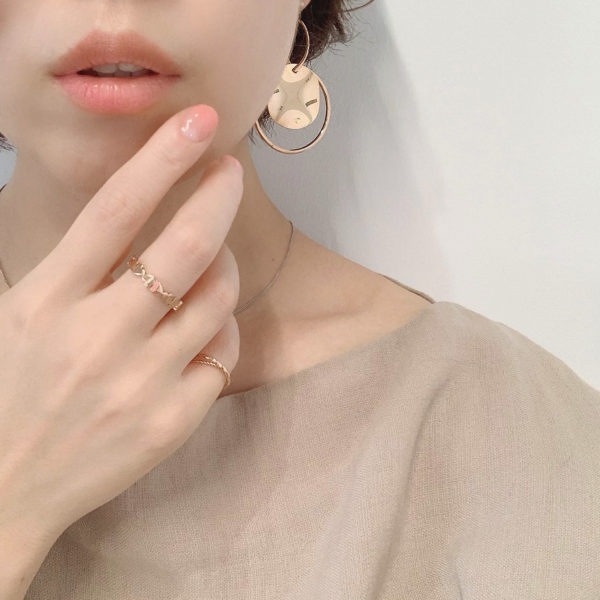 W hoop plate pierce / earring
