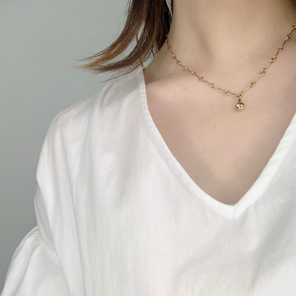 drop top necklace | 金属アレルギー対応 サージカルステンレスアクセサリー | Rakii（ラキー）