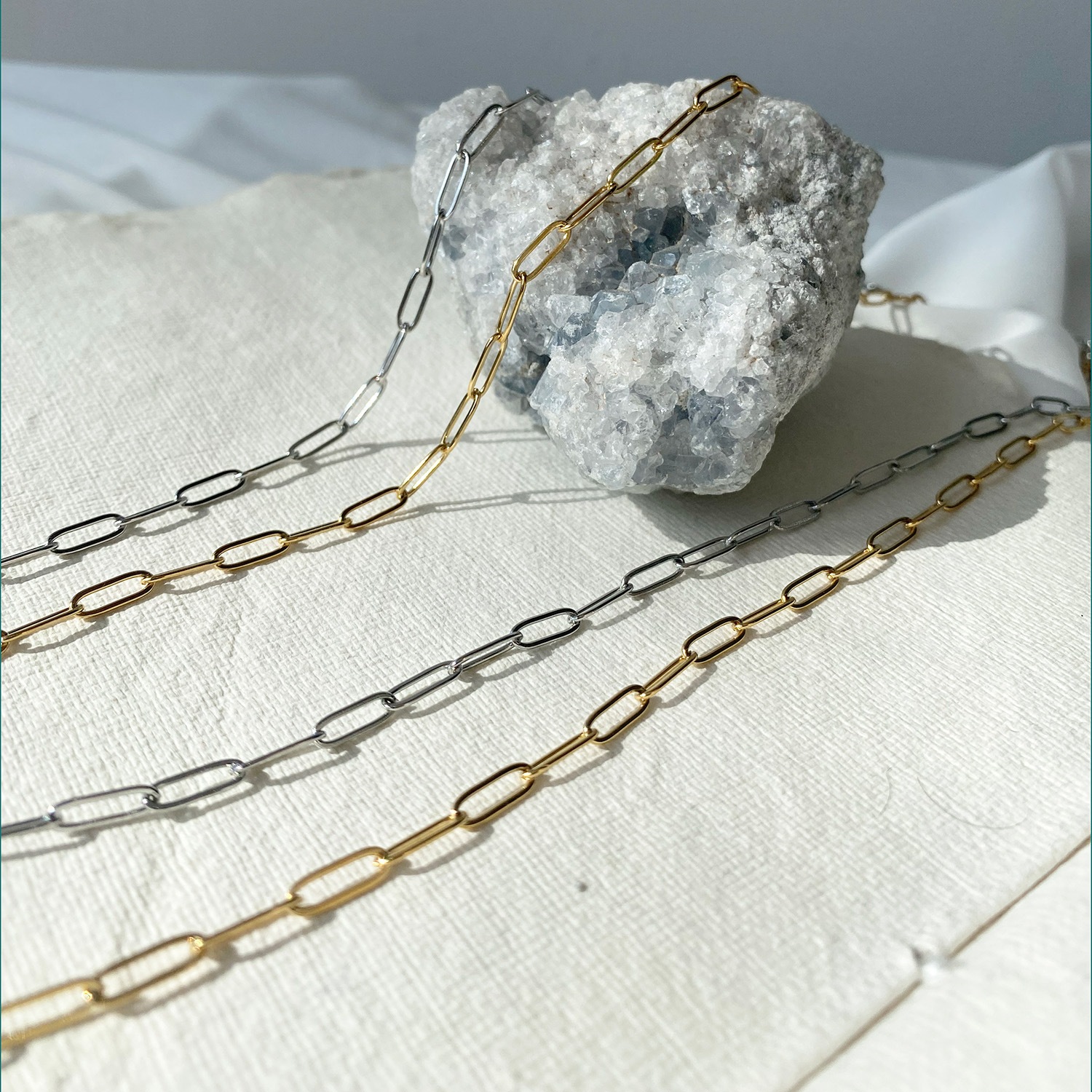 Long square chain necklace