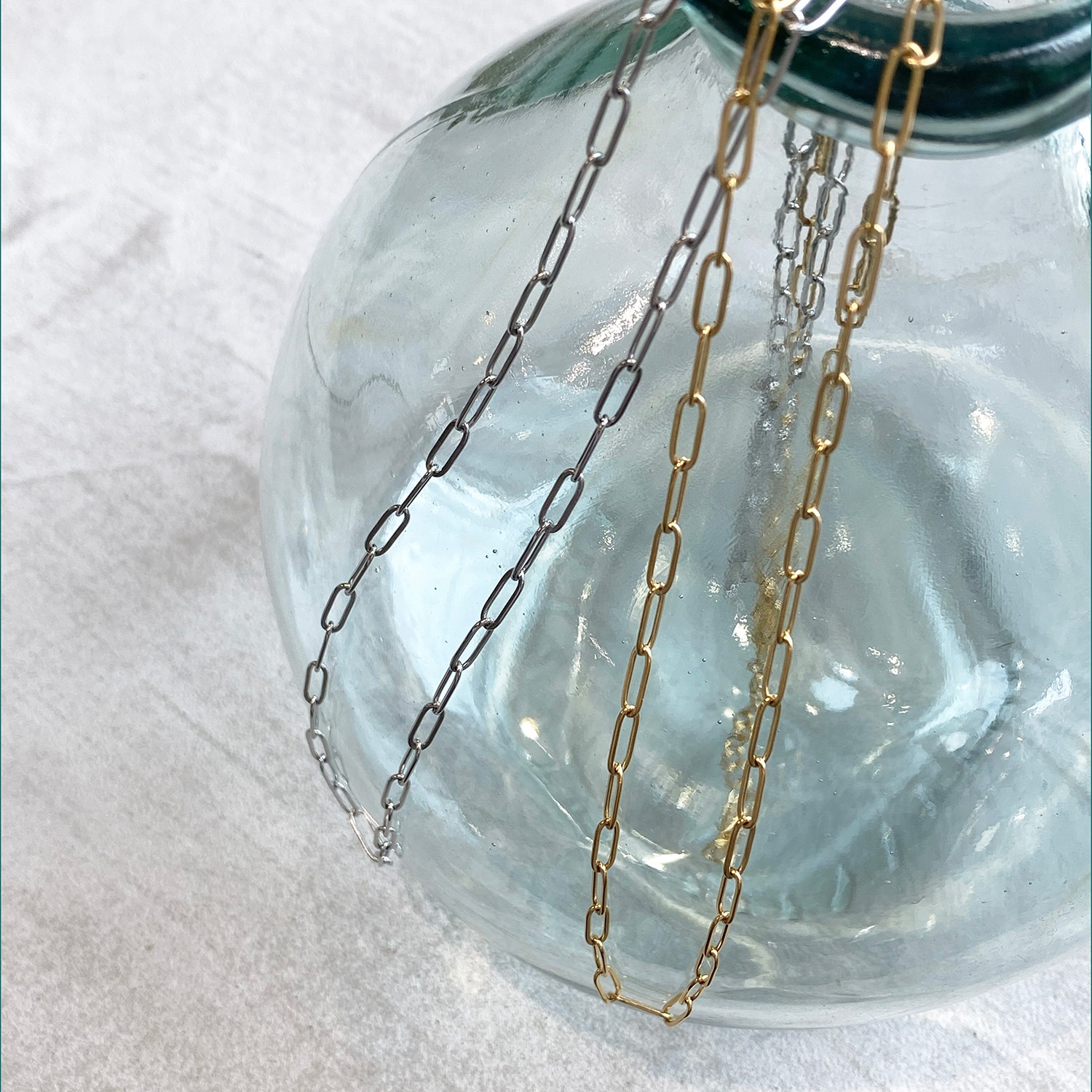 Long square chain necklace