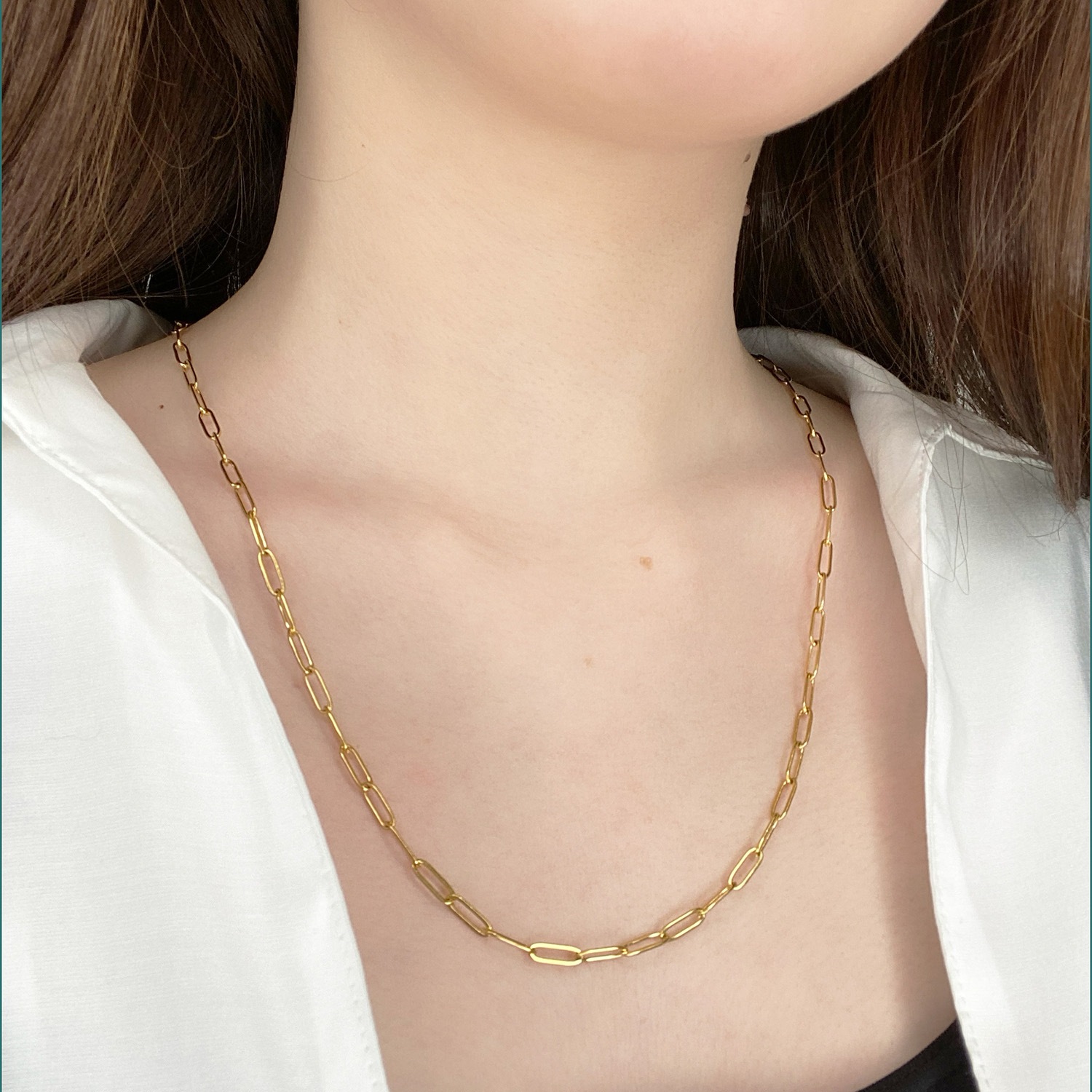 Long square chain necklace