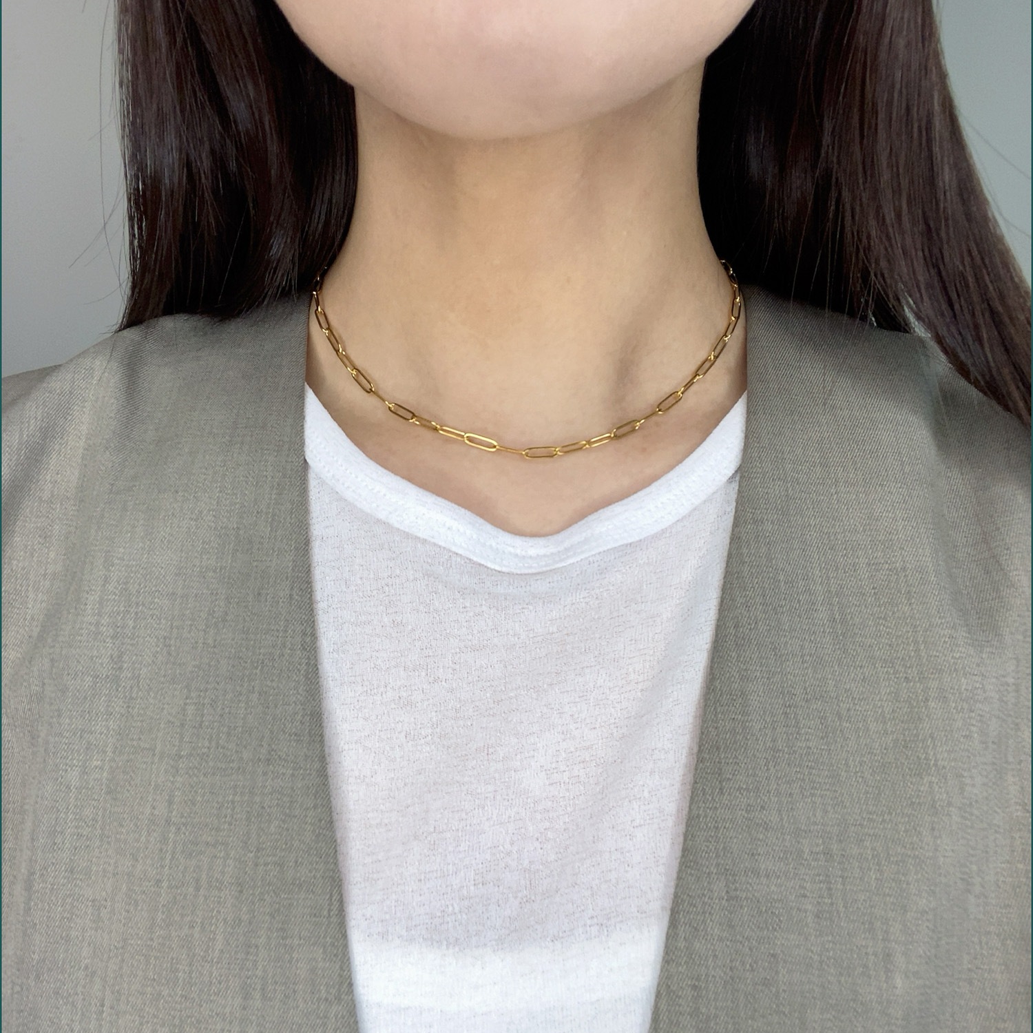 Long square chain necklace