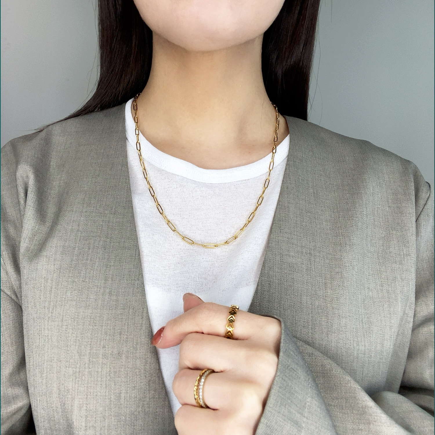 Long square chain necklace