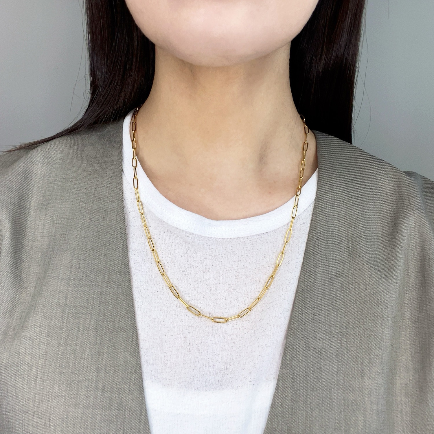 Long square chain necklace