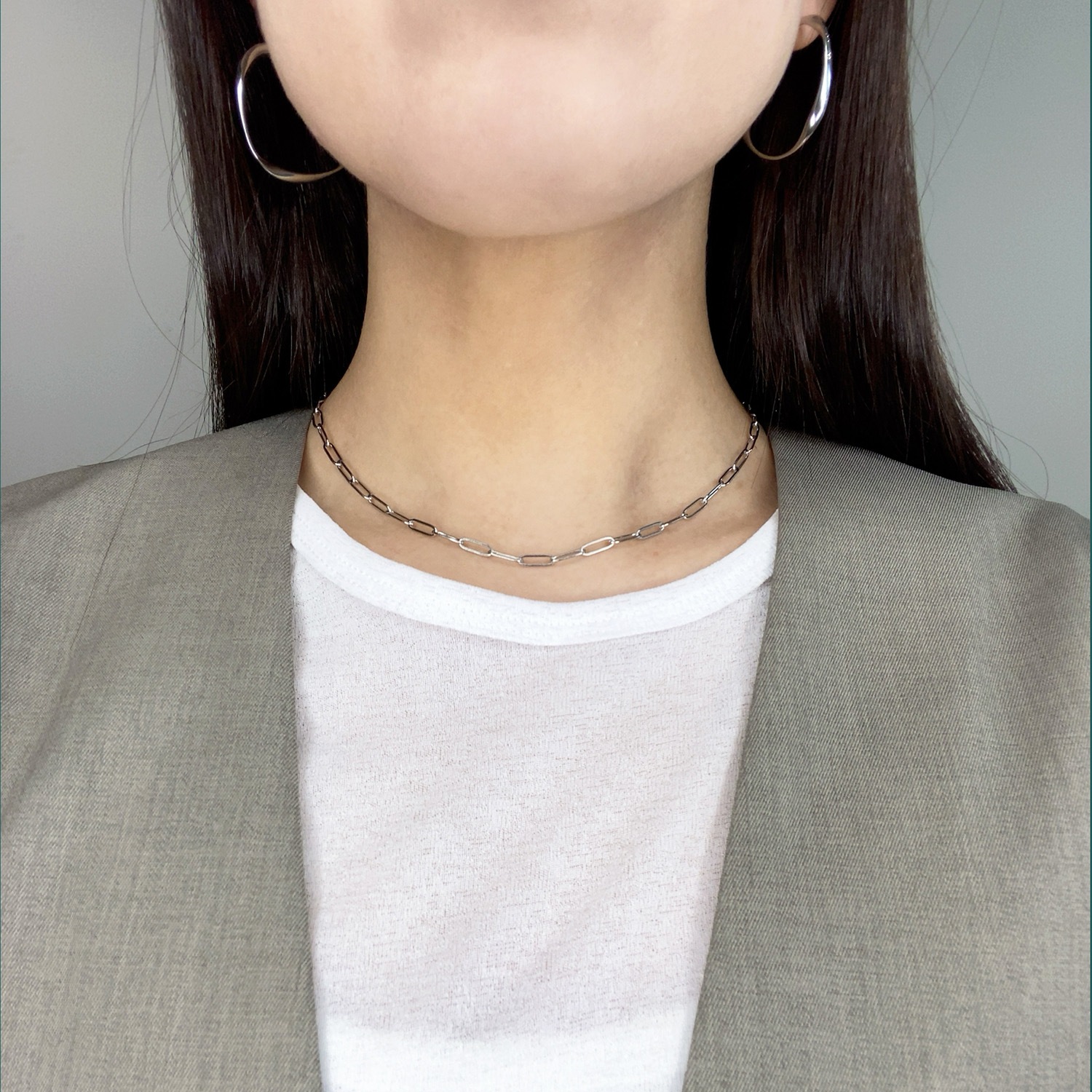 Long square chain necklace