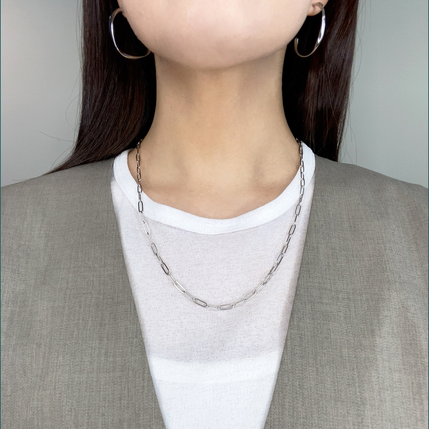 Long square chain necklace