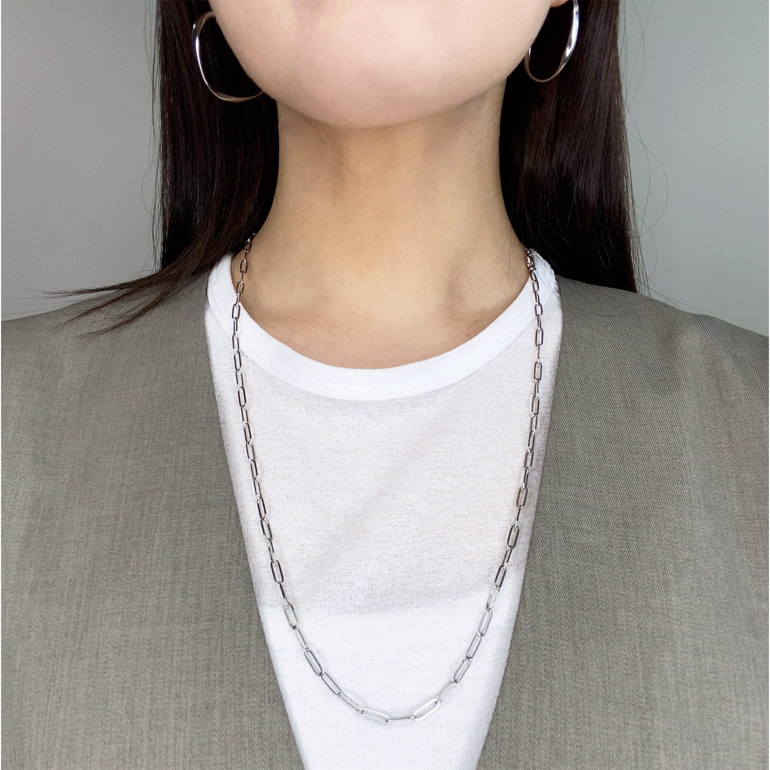 Long square chain necklace