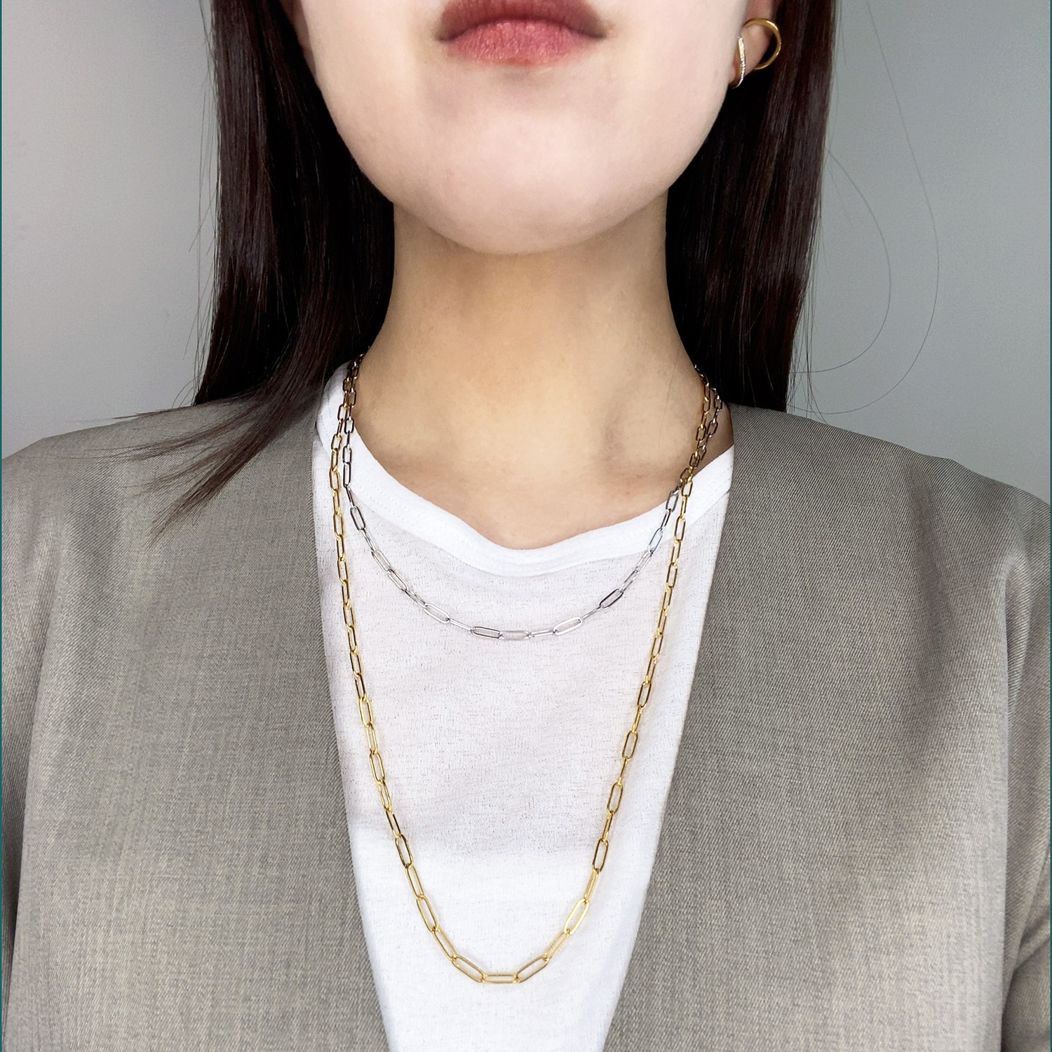 Long square chain necklace
