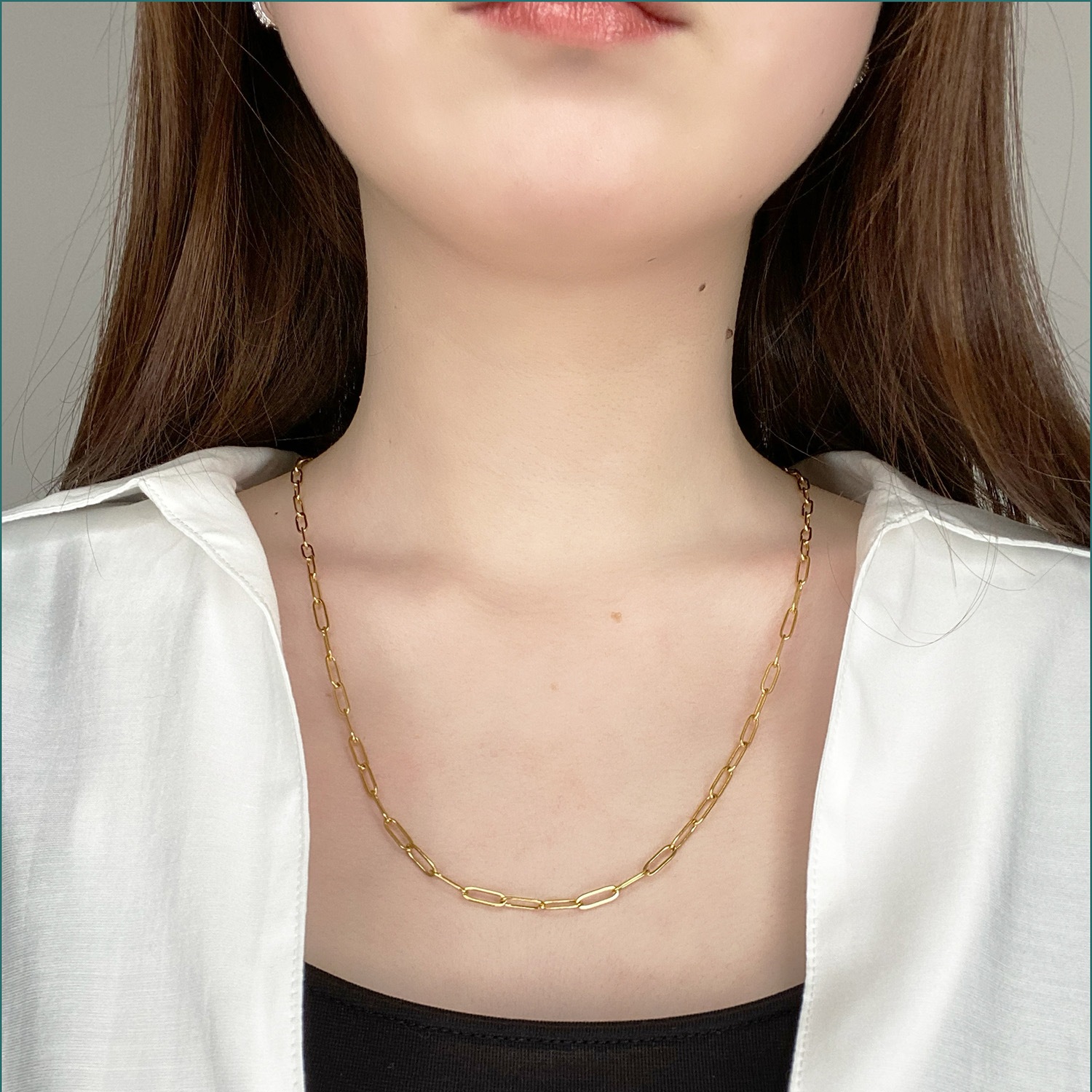 Long square chain necklace