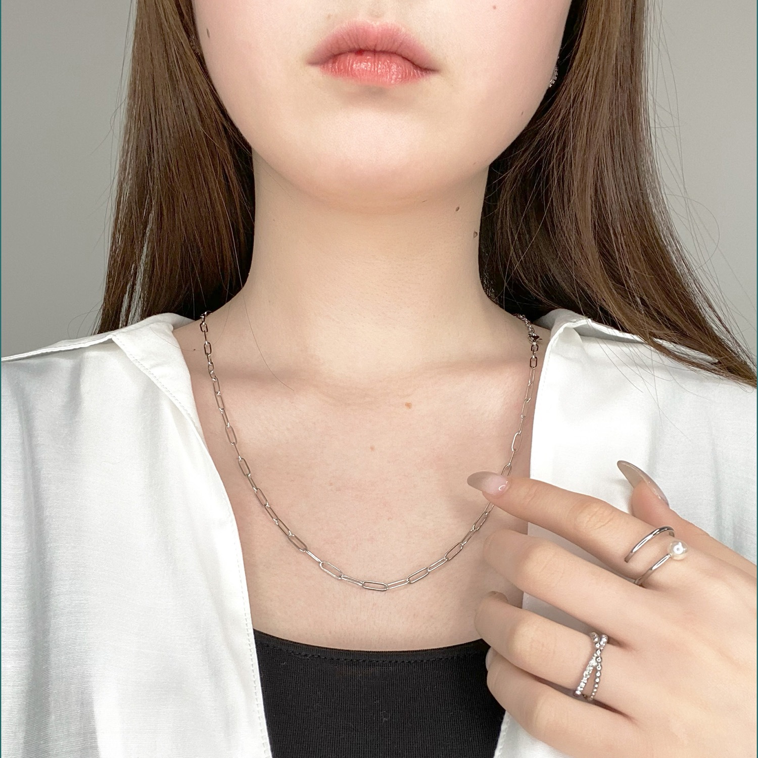 Long square chain necklace