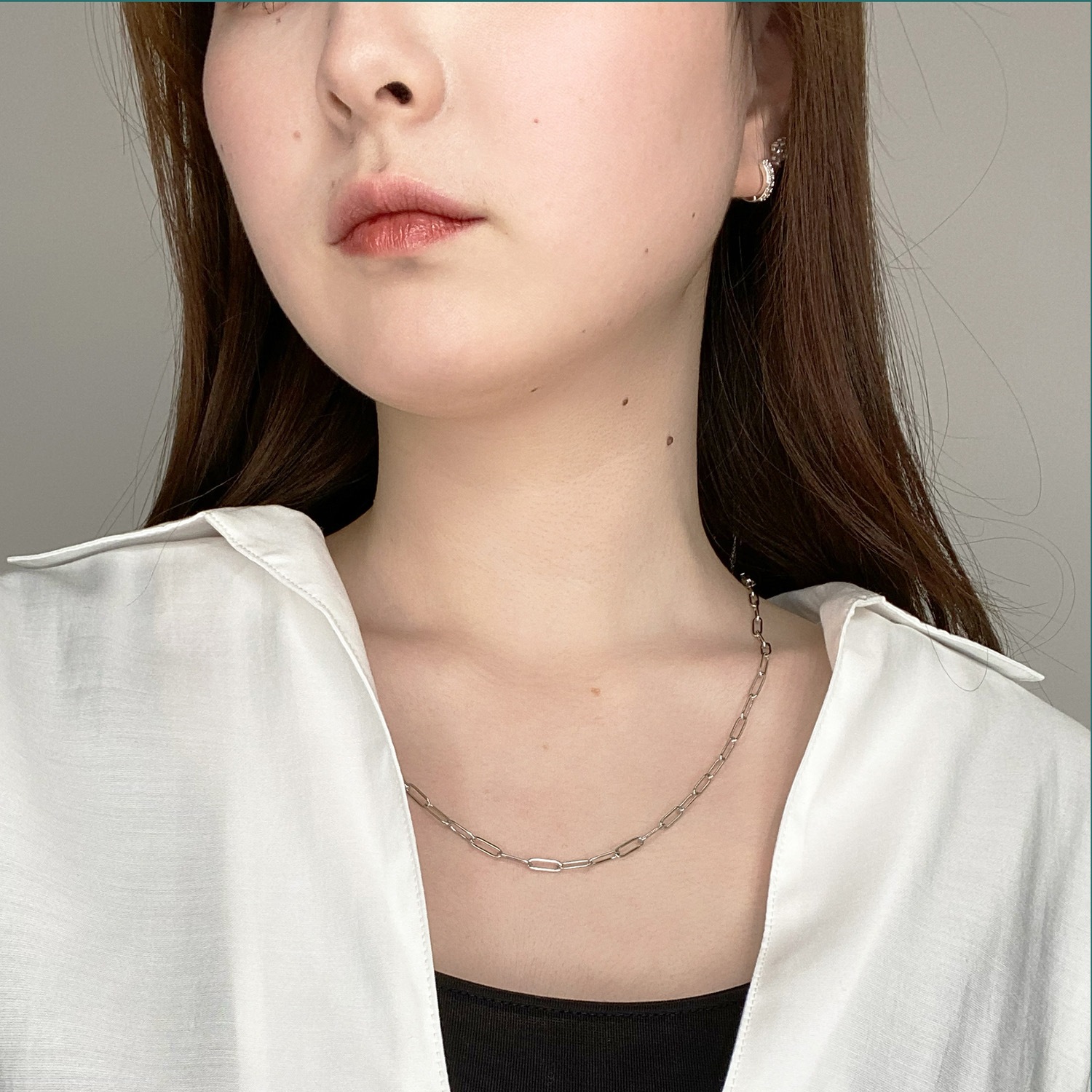 Long square chain necklace